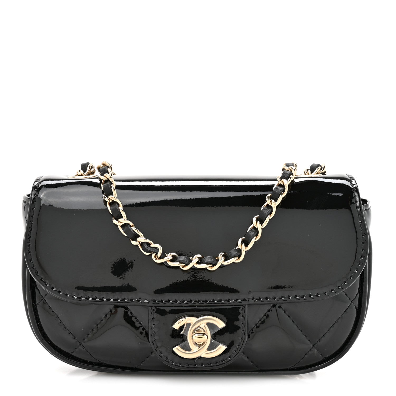 Chanel Patent Calfskin Quilted Mini Flap Black 1822704 – FASHIONPHILE
