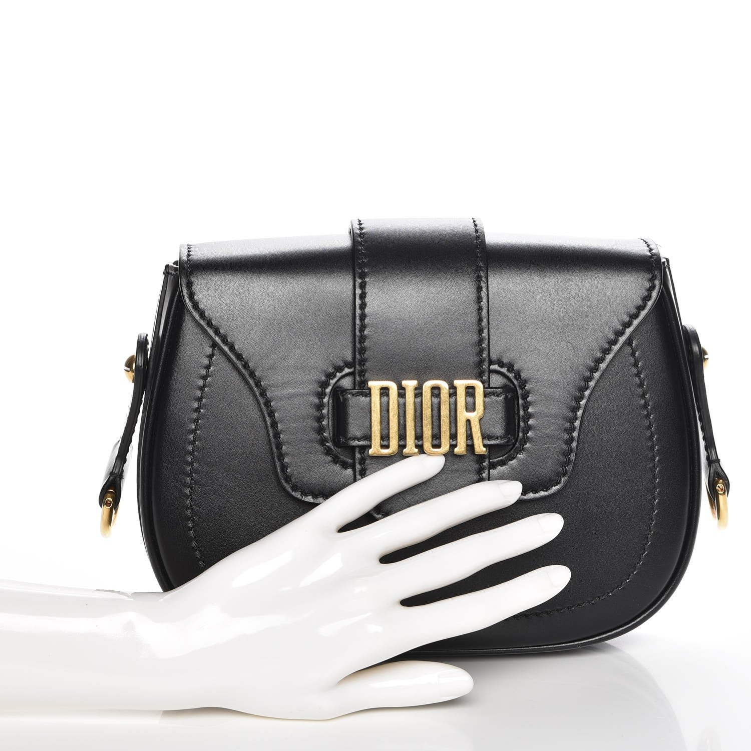 Christian Dior Calfskin D Fence Saddle Bag Black 2 of 8