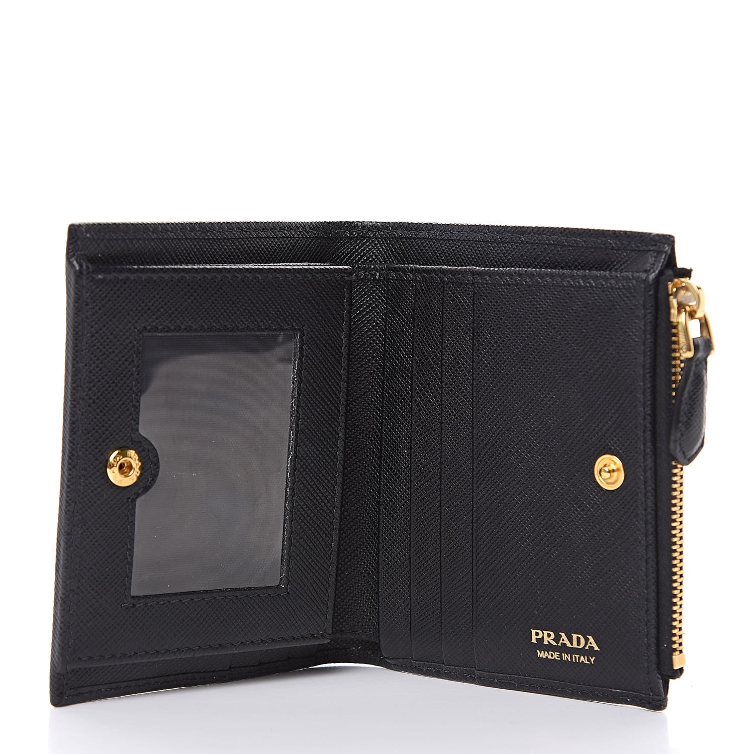 Prada Saffiano Metal Compact Wallet Black 5 of 8