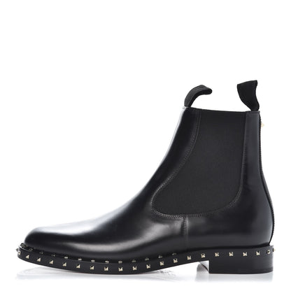 Valentino Garavani Calfskin Soul Rockstud Chelsea Ankle Boots 39.5 Black 1 of 9