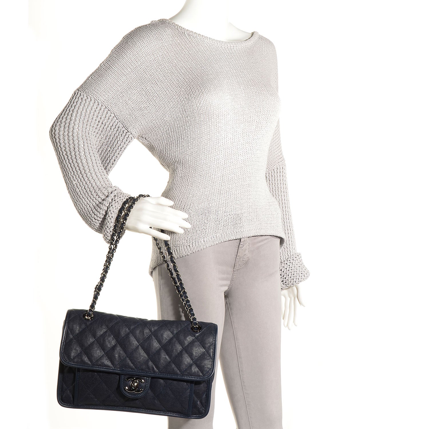 Chanel Caviar French Riviera Flap Dark Navy Blue 2 of 9