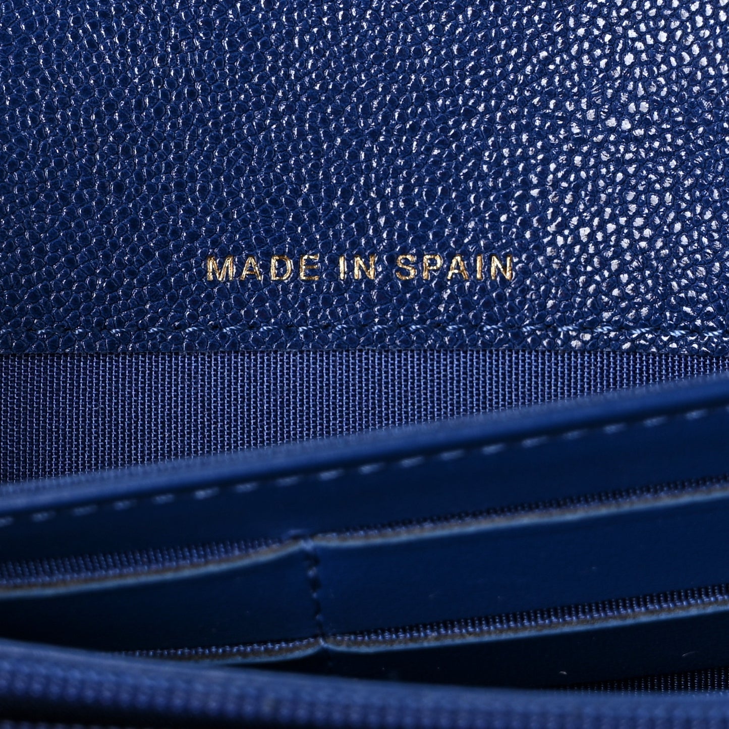 Caviar Quilted Large Boy Gusset Flap Wallet Blue