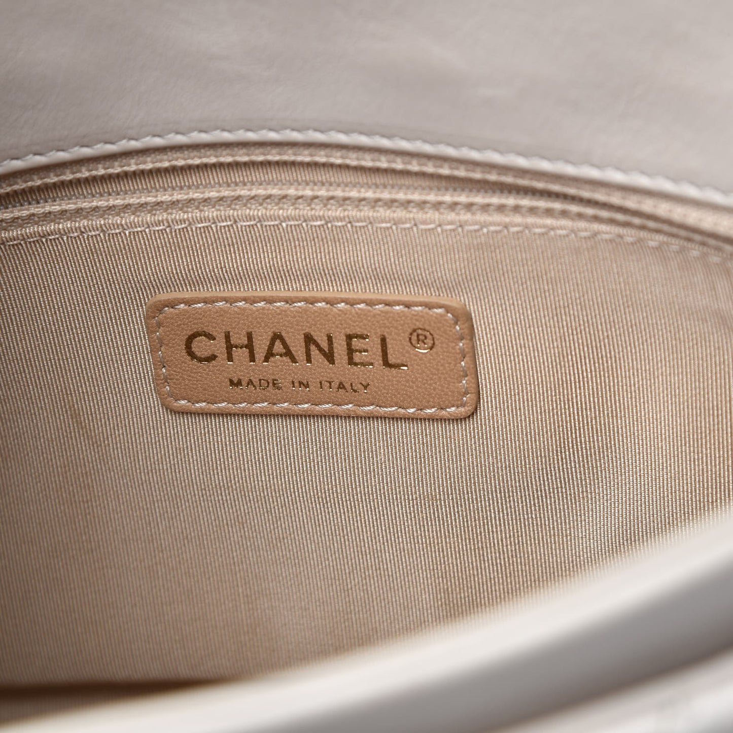 Calfskin Quilted Retro Chain Flap Beige