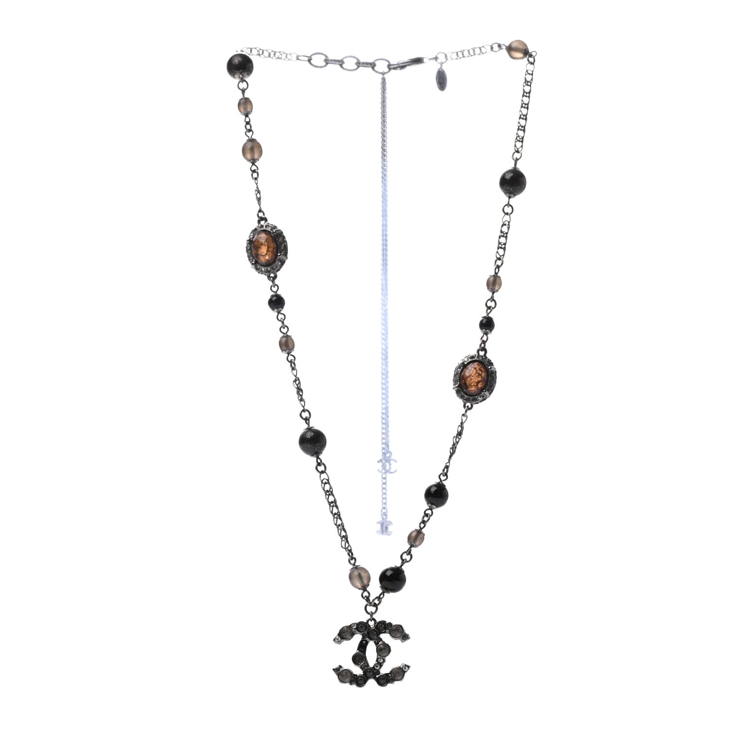 Chanel Ruthenium Baroque CC Pendant Necklace Black 3 of 5