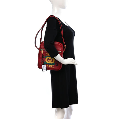 Gucci Grained Calfskin Logo Messenger Bag Hibiscus Red 2 of 9