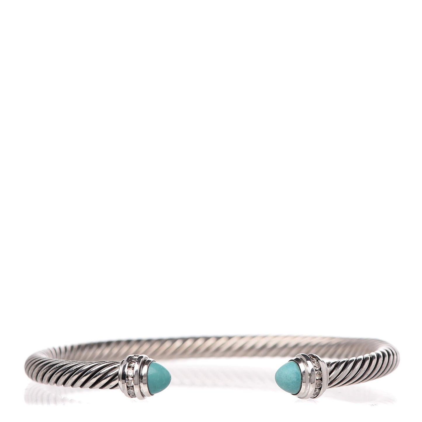 Sterling Silver Diamond Turquoise 5mm Cable Classics Bracelet