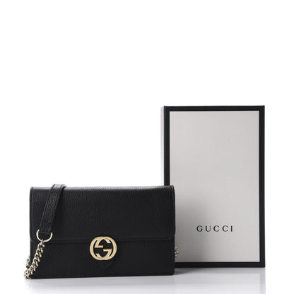 Gucci Dollar Calfskin Interlocking G Chain Wallet Black 12 of 12