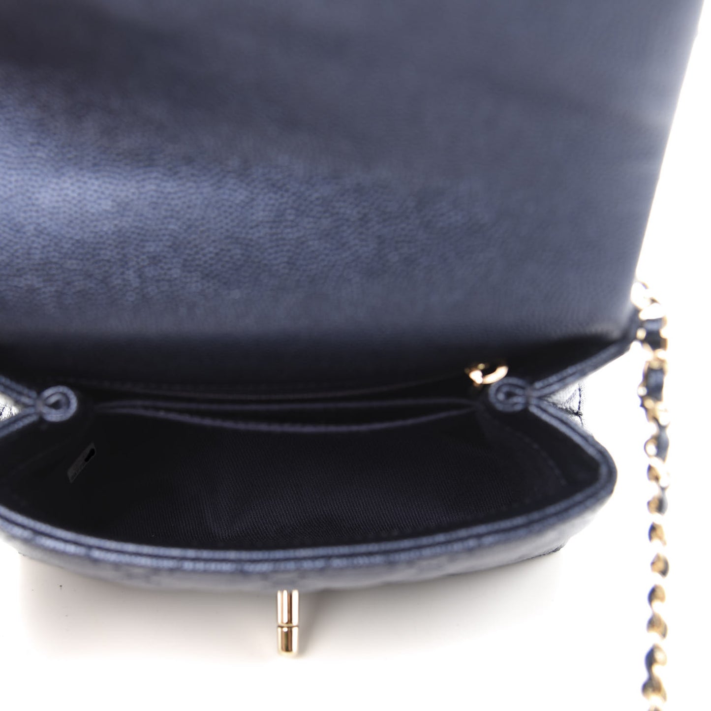 Metallic Caviar Quilted Extra Mini Coco Handle Flap Dark Blue