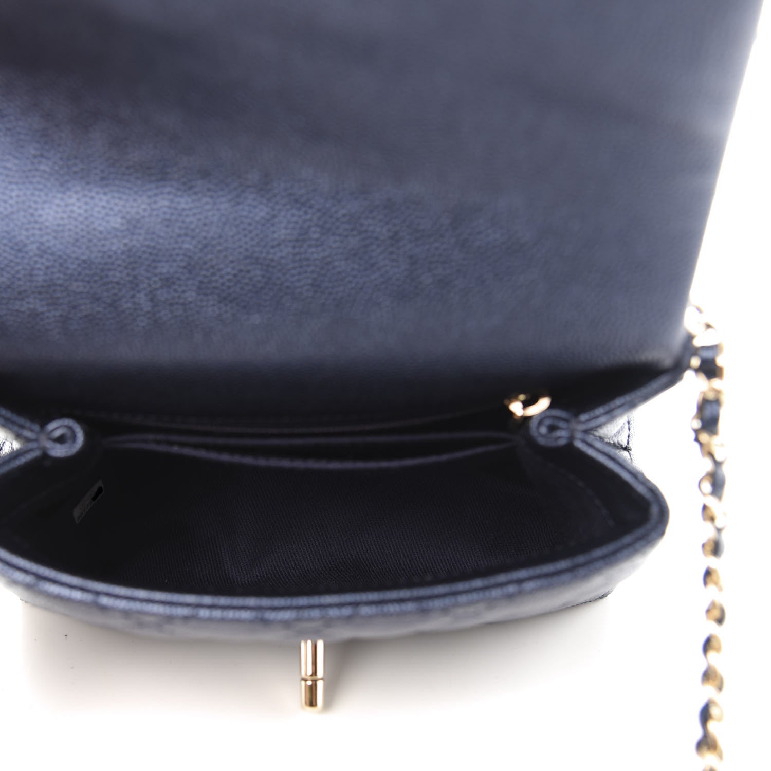 Chanel Metallic Caviar Quilted Extra Mini Coco Handle Flap Dark Blue 5 of 10