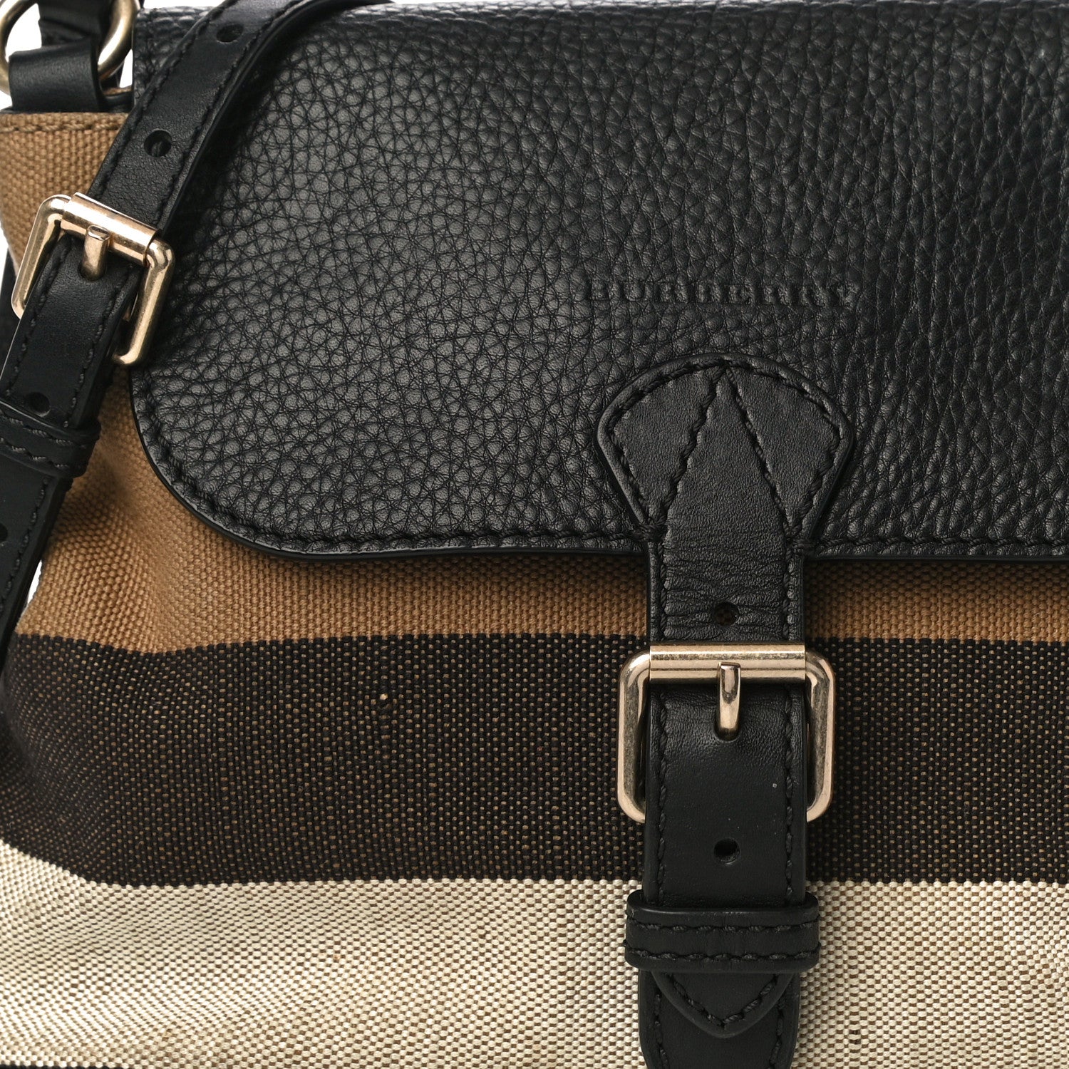 Burberry Mega Check Grainy Calfskin Small Gowan Messenger Bag Black 8 of 10