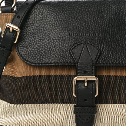 Burberry Mega Check Grainy Calfskin Small Gowan Messenger Bag Black 8 of 10