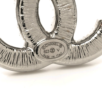 Chanel Baguette Crystal Double CC Earrings Silver 4 of 5