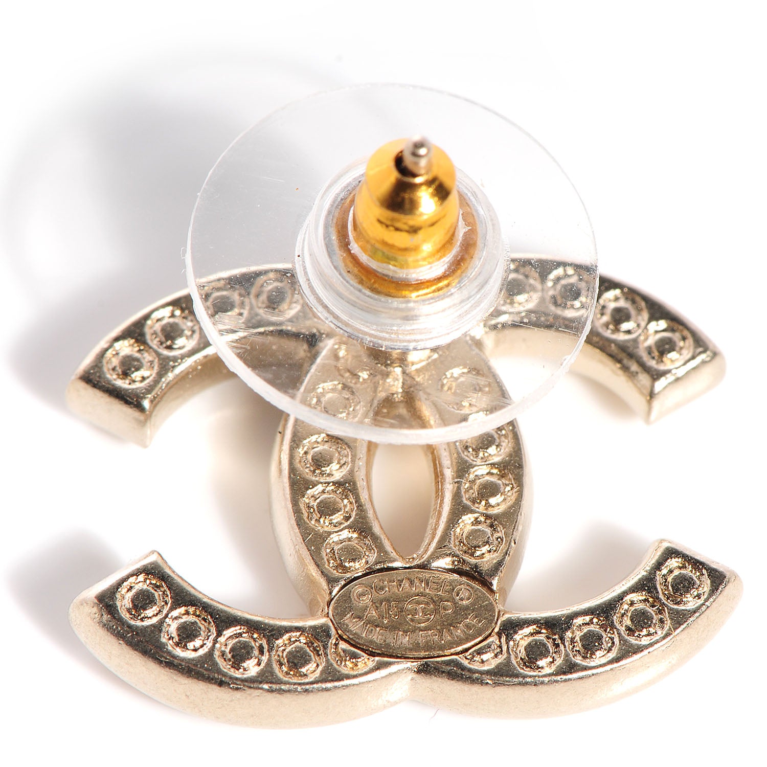 Chanel Crystal CC Earrings Gold 4 of 5