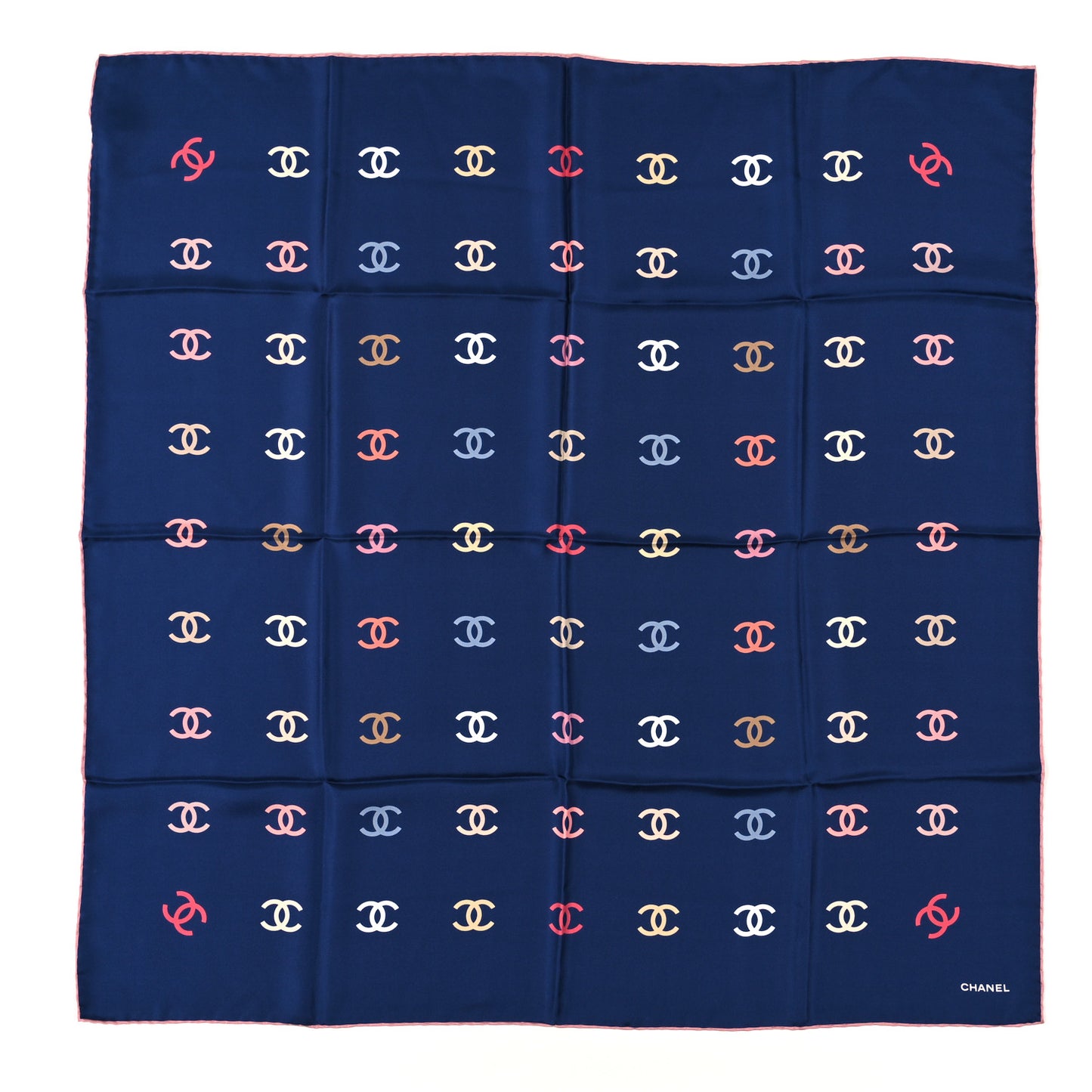 Silk CC Square Scarf Blue