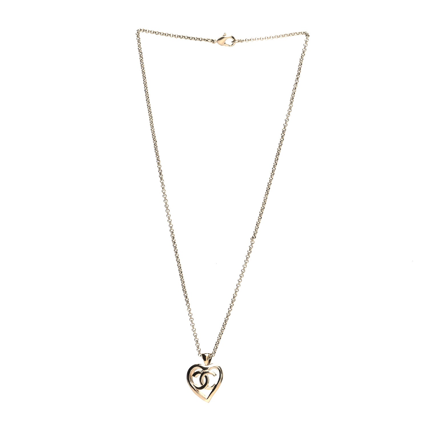 Chanel CC Heart Chain Pendant Necklace Gold 3 of 5