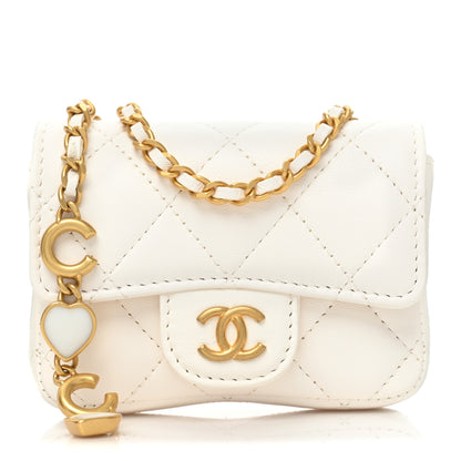 Chanel Lambskin Enamel Quilted Mini Chain Belt Bag White 1 of 12