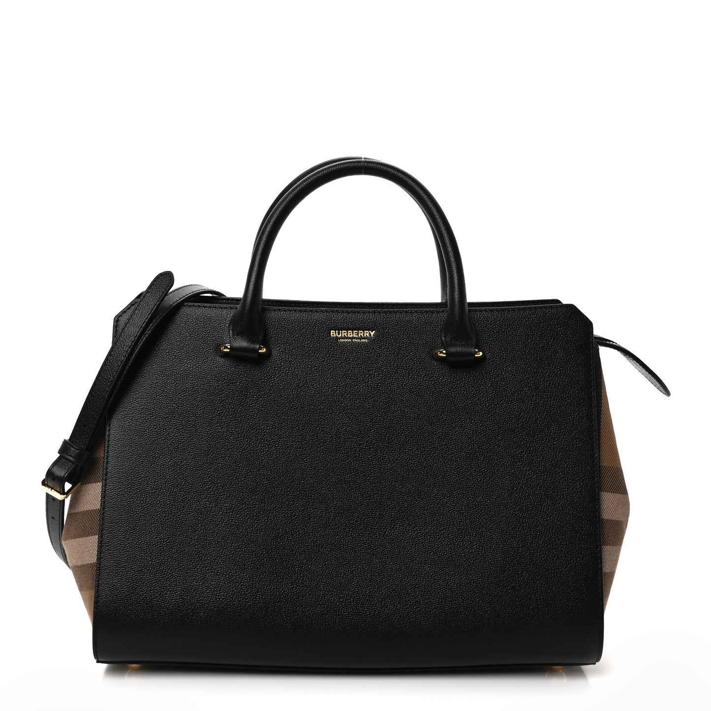 Calfskin Mega Check Small Banwell Tote Black