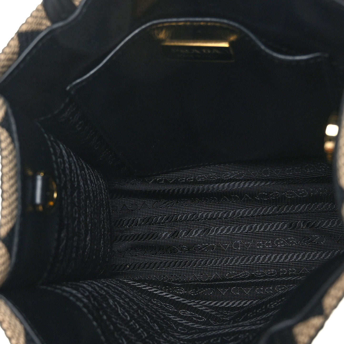 Jacquard Saffiano Triangolo Symbole Embroidered Micro Tote Black Corda