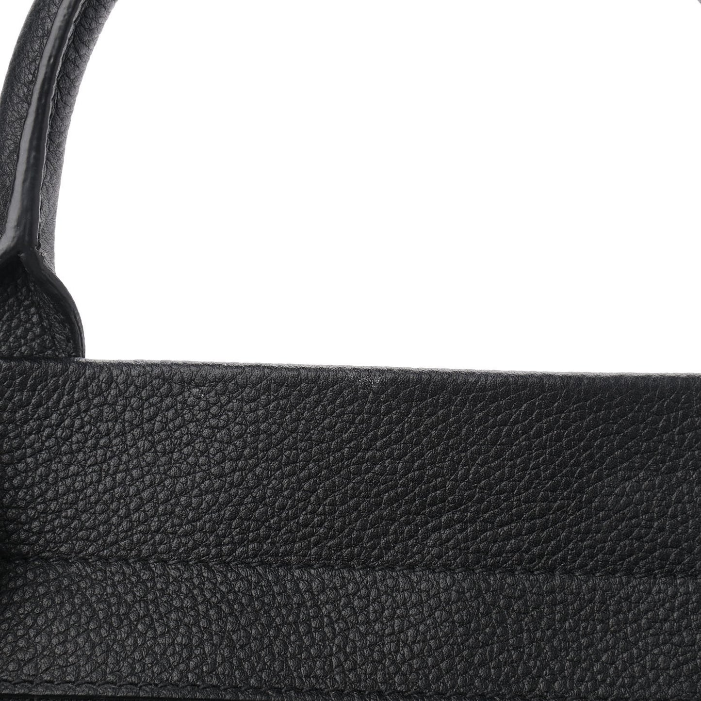 Grained Calfskin Small Cabas Rive Gauche Black