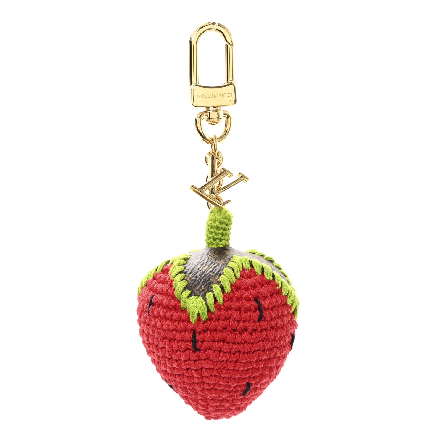 Louis Vuitton Crochet Monogram Embroidered Berrylicious Bag Charm Rouge 1 of 4