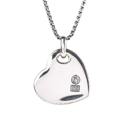 David Yurman Sterling Silver Diamond Mother of Pearl Heart Pendant Necklace 5 of 6