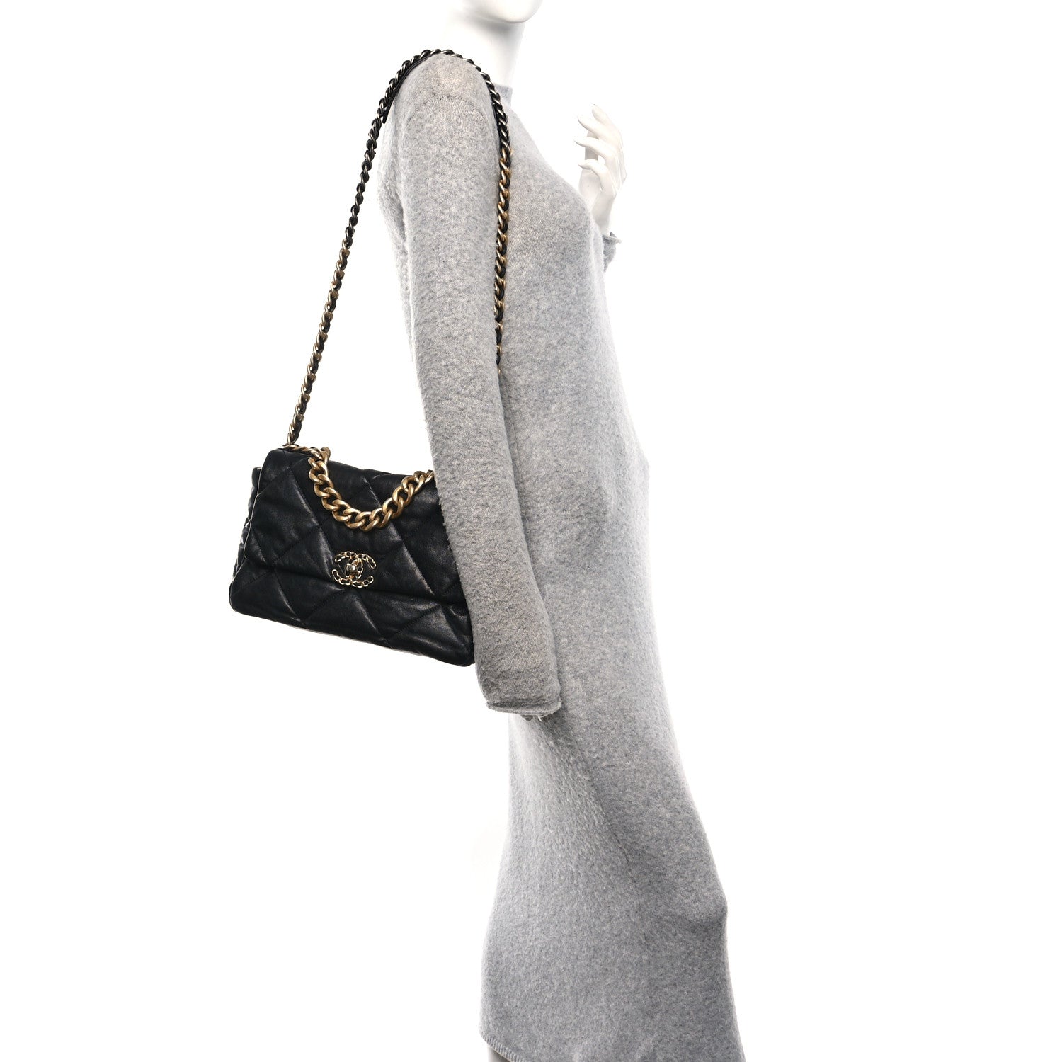 Chanel Goatskin Quilted Large Chanel 19 Flap Black 2 of 10