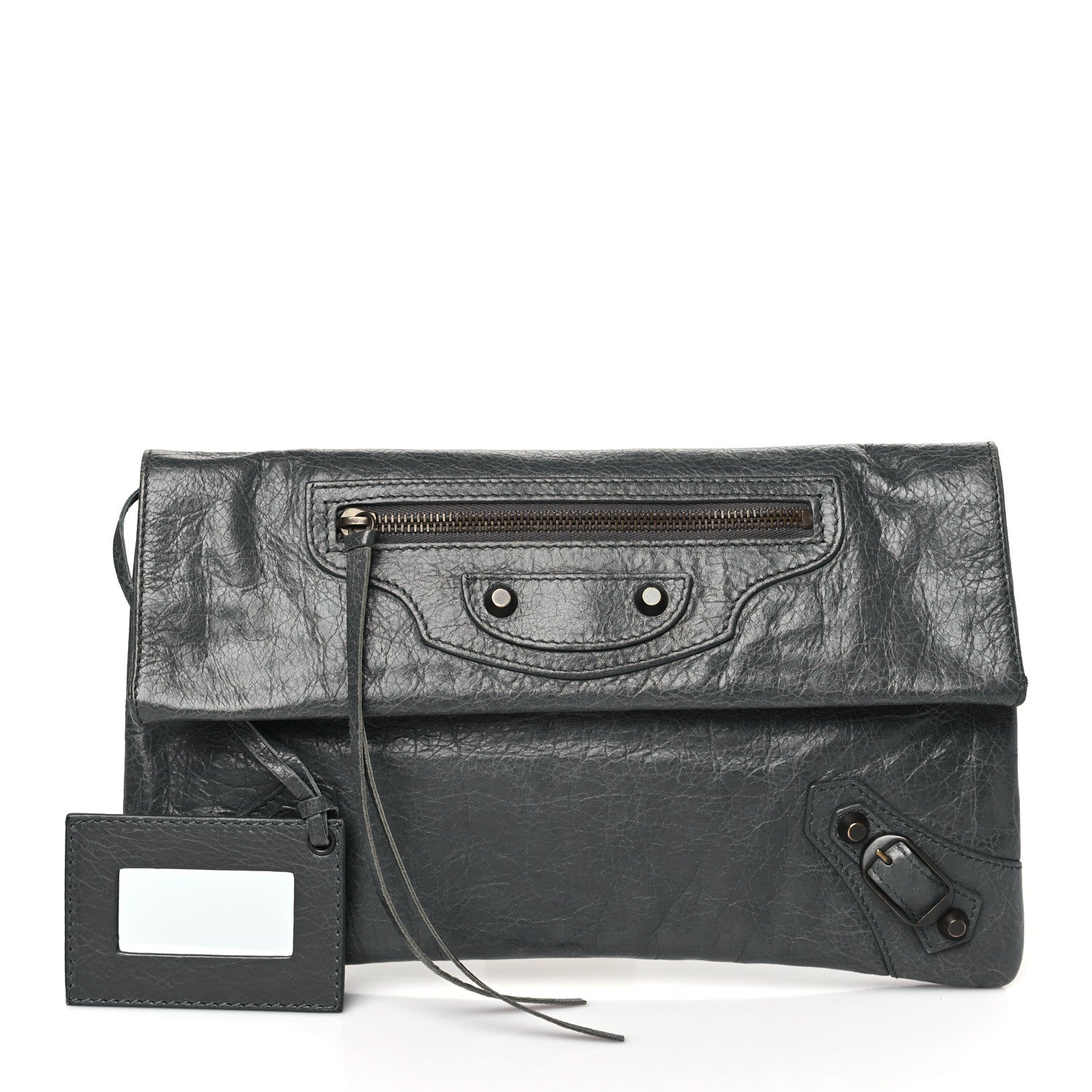 Balenciaga Agneau Classic Hardware Envelope Clutch Gris Tarmac 3 of 12