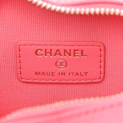 Chanel Lambskin Quilted CC In Love Heart Waist Belt Bag With Chain Pink 6 of 12