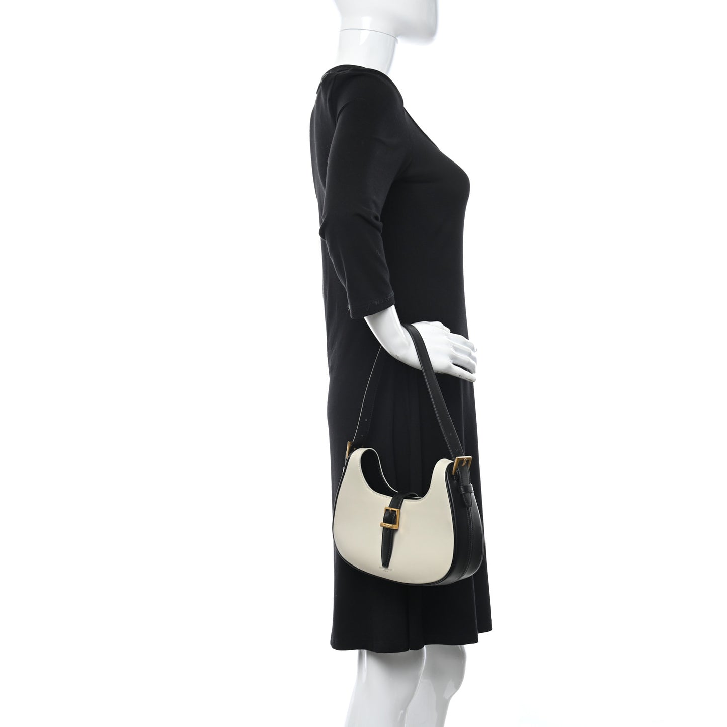 Shiny Calfskin Le Fermoir Hobo Blanc Vintage Black