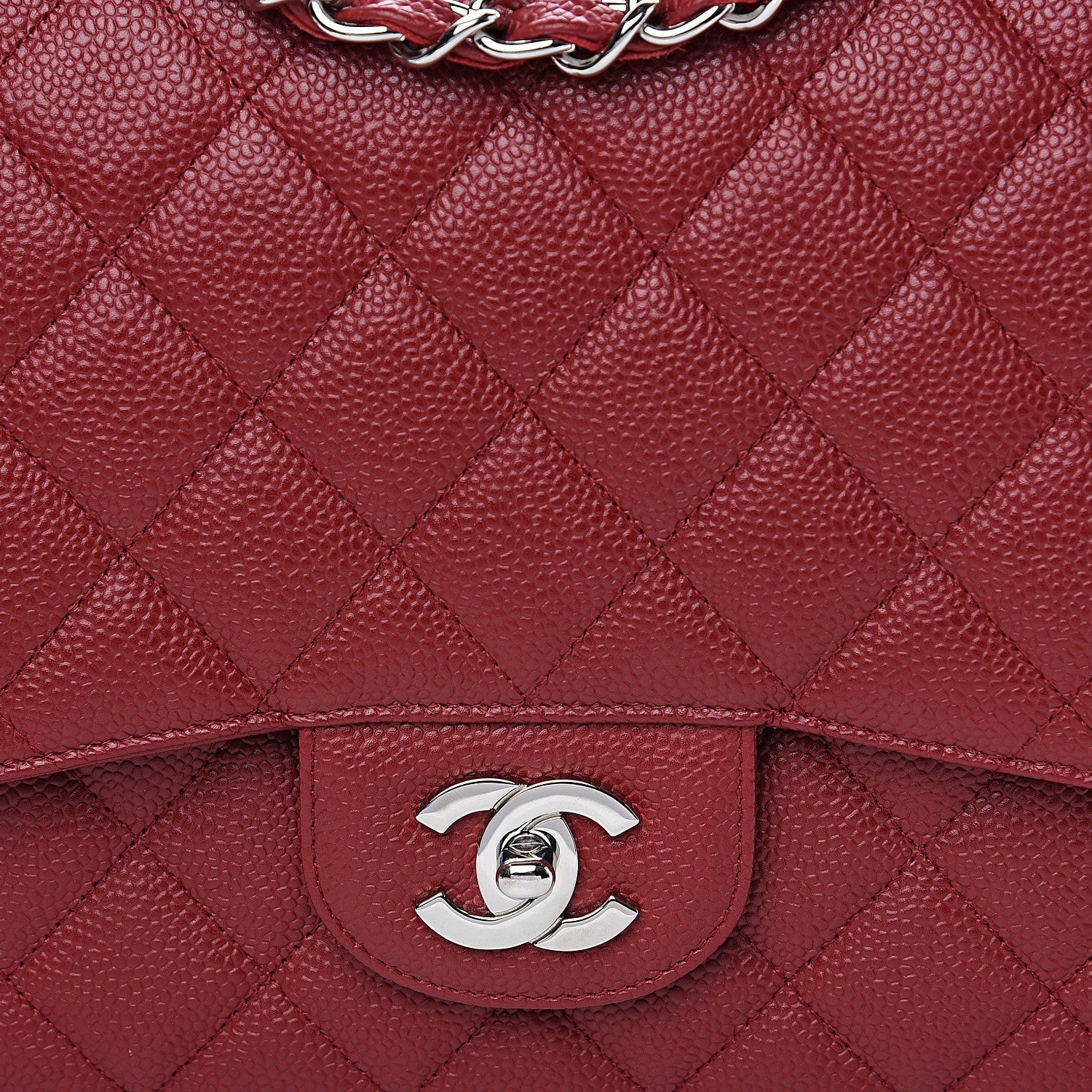 Chanel Caviar Quilted Jumbo Single Flap Dark Red 9 of 12