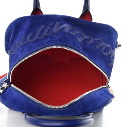 Christian Louboutin Suede Calfskin Small Marie Jane Top Handle Nomade Blue 6 of 14