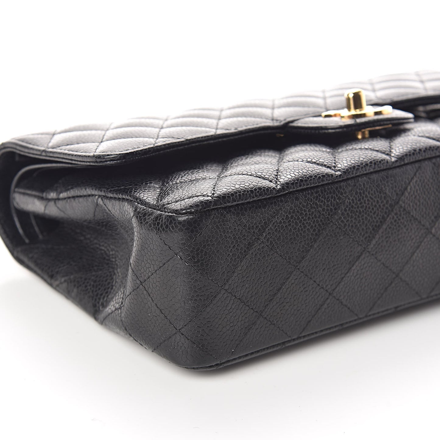 Caviar Quilted Medium Double Flap Black