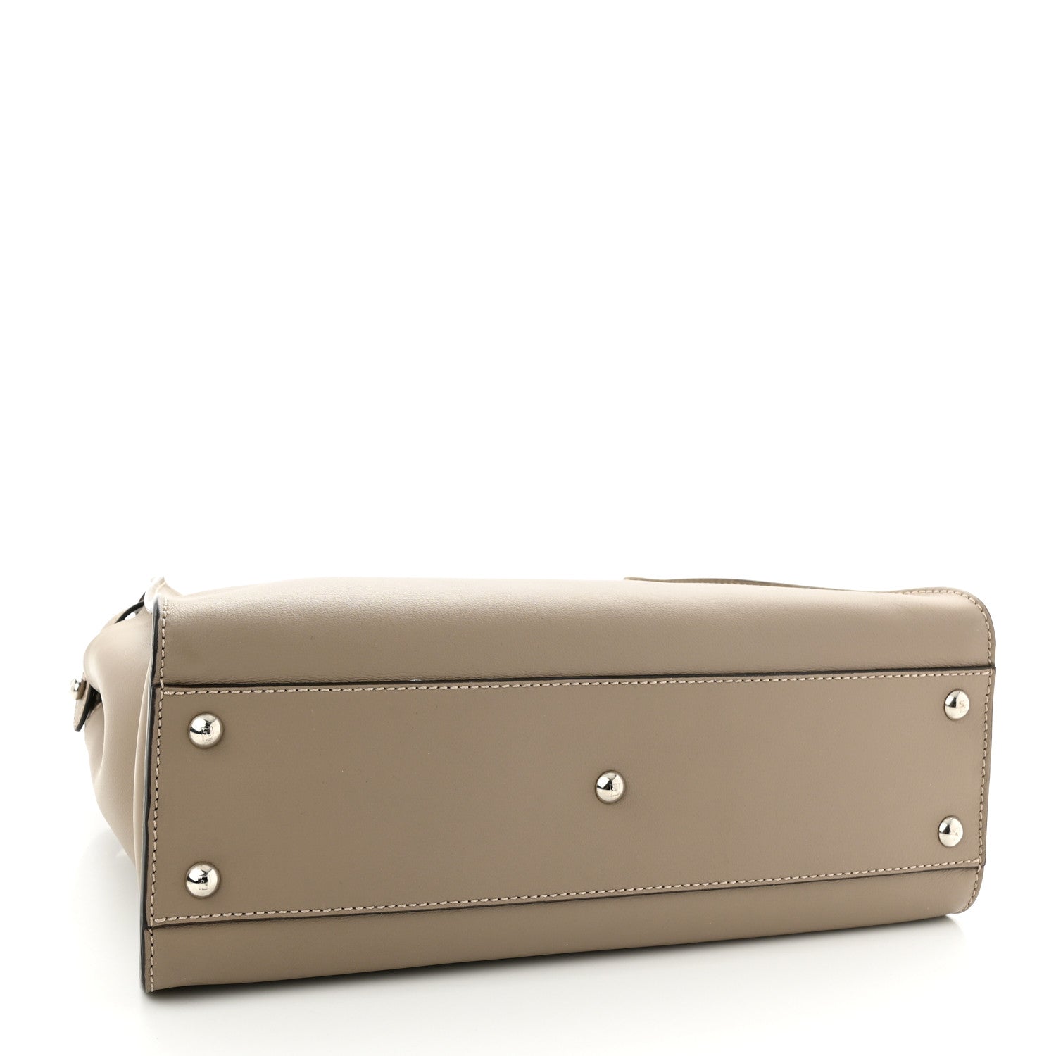 Fendi Vitello Seta Shiny Nappa Elaphe Medium Peekaboo Iconic Satchel Tortora Natural Ebano 4 of 9