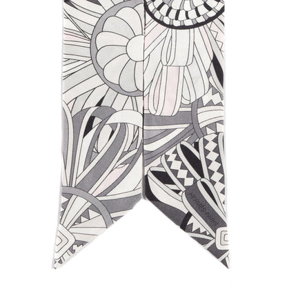 Hermes Silk Les Flots Du Cheval Twilly Gris Rose Pale Black 2 of 5