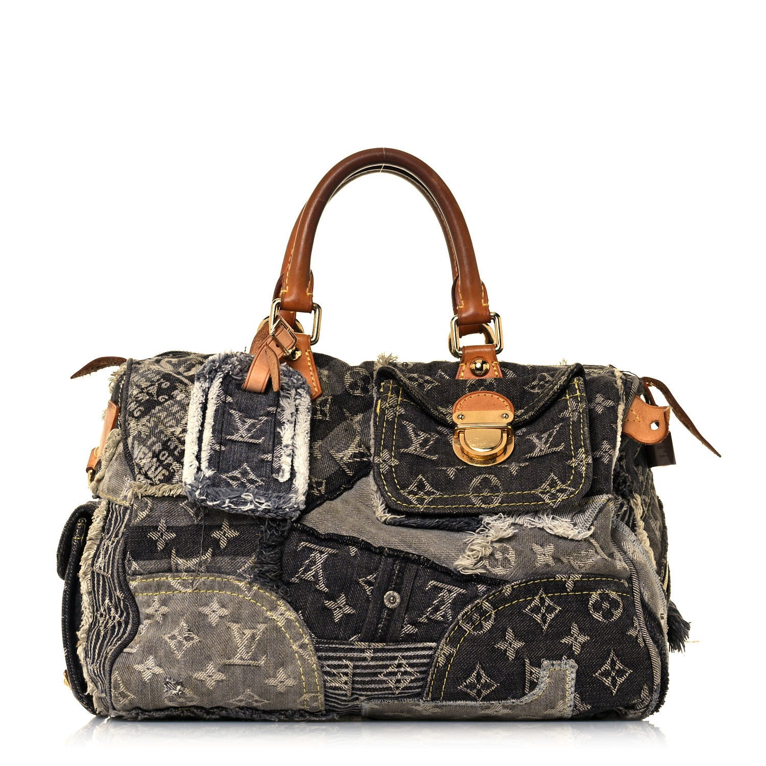 Louis Vuitton Denim Patchwork Speedy 30 Blue 1 of 14