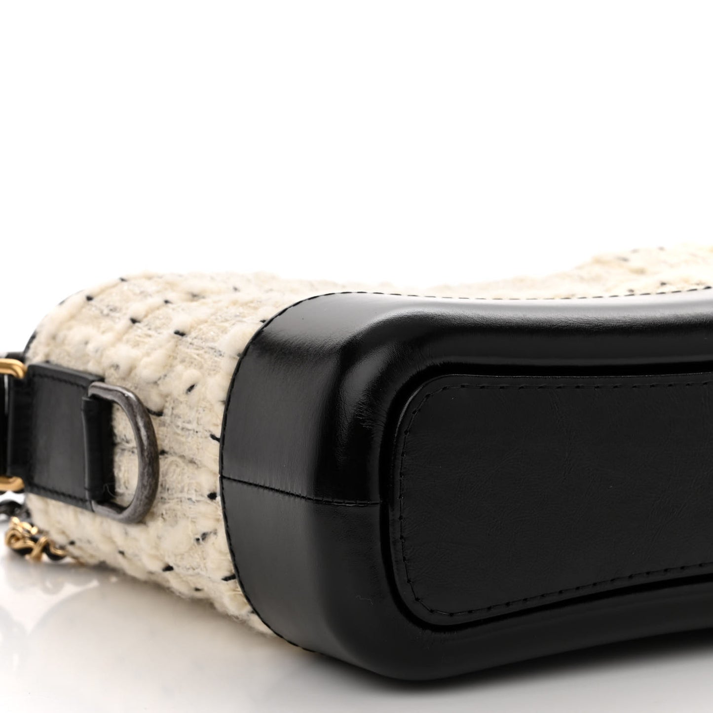 Tweed Calfskin Quilted Small Gabrielle Hobo Ivory Black