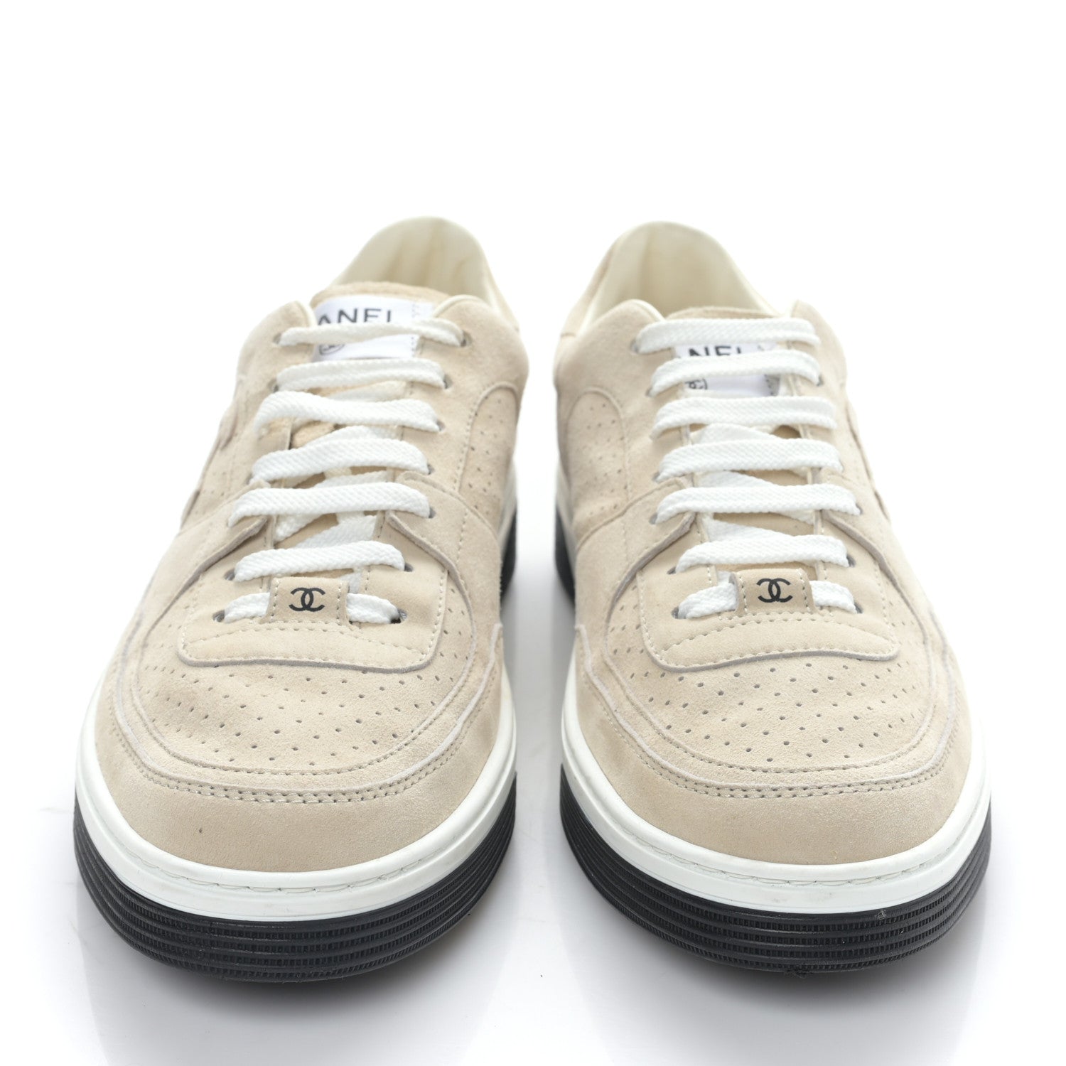 Chanel Suede Womens CC Sneakers 41 Light Beige 2 of 8