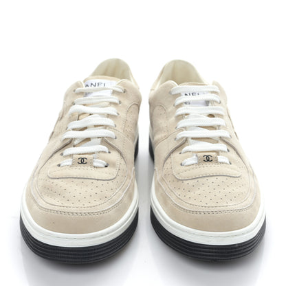 Chanel Suede Womens CC Sneakers 41 Light Beige 2 of 8