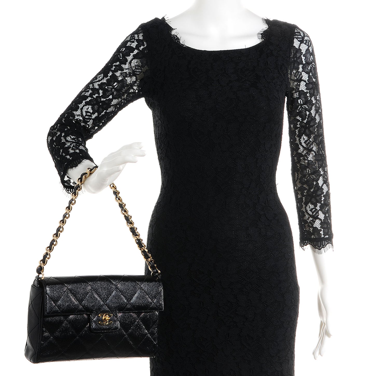 Caviar Quilted Medium Single Flap Black