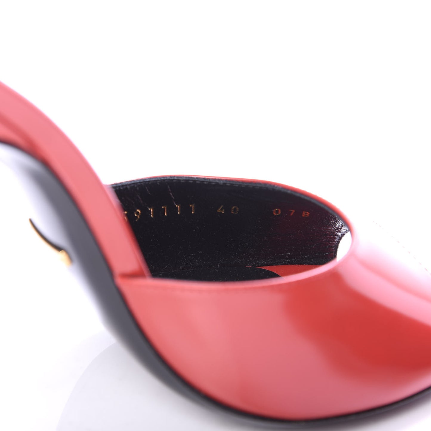 Polished Calfskin Scarlet High Heel Slide Sandals 40 Heron Red
