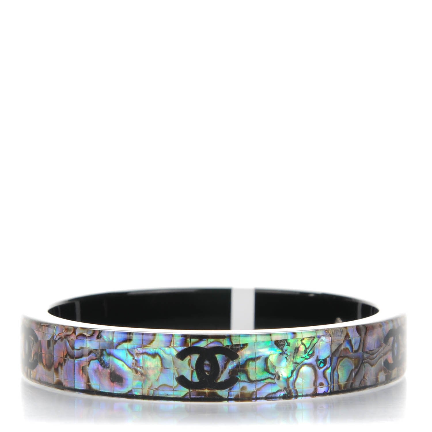 Chanel Resin Mother Of Pearl CC Bangle Black 1 of 5