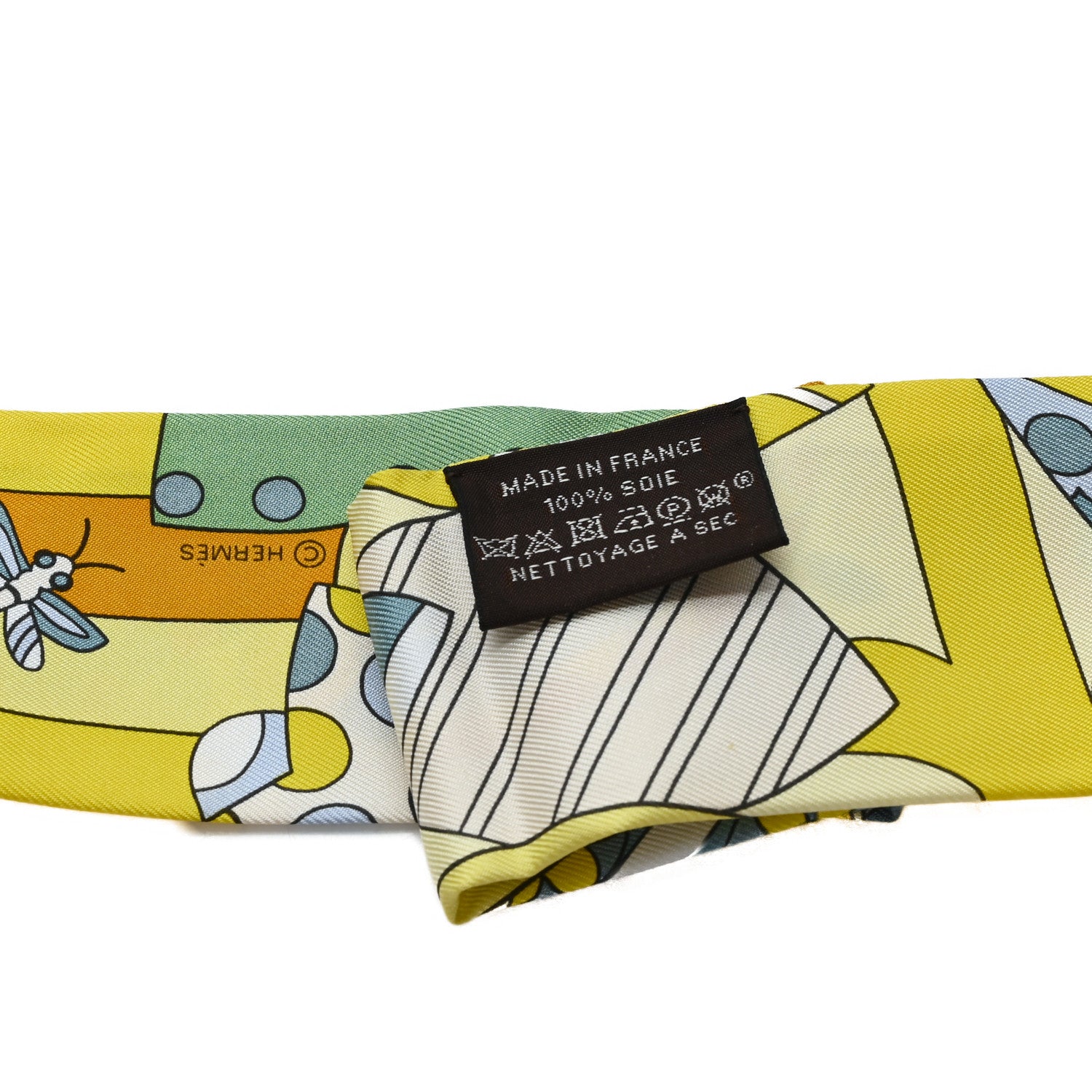 Hermes Silk Les Murmures de la Foret Twilly Jaune Vif Vert Miel 3 of 3