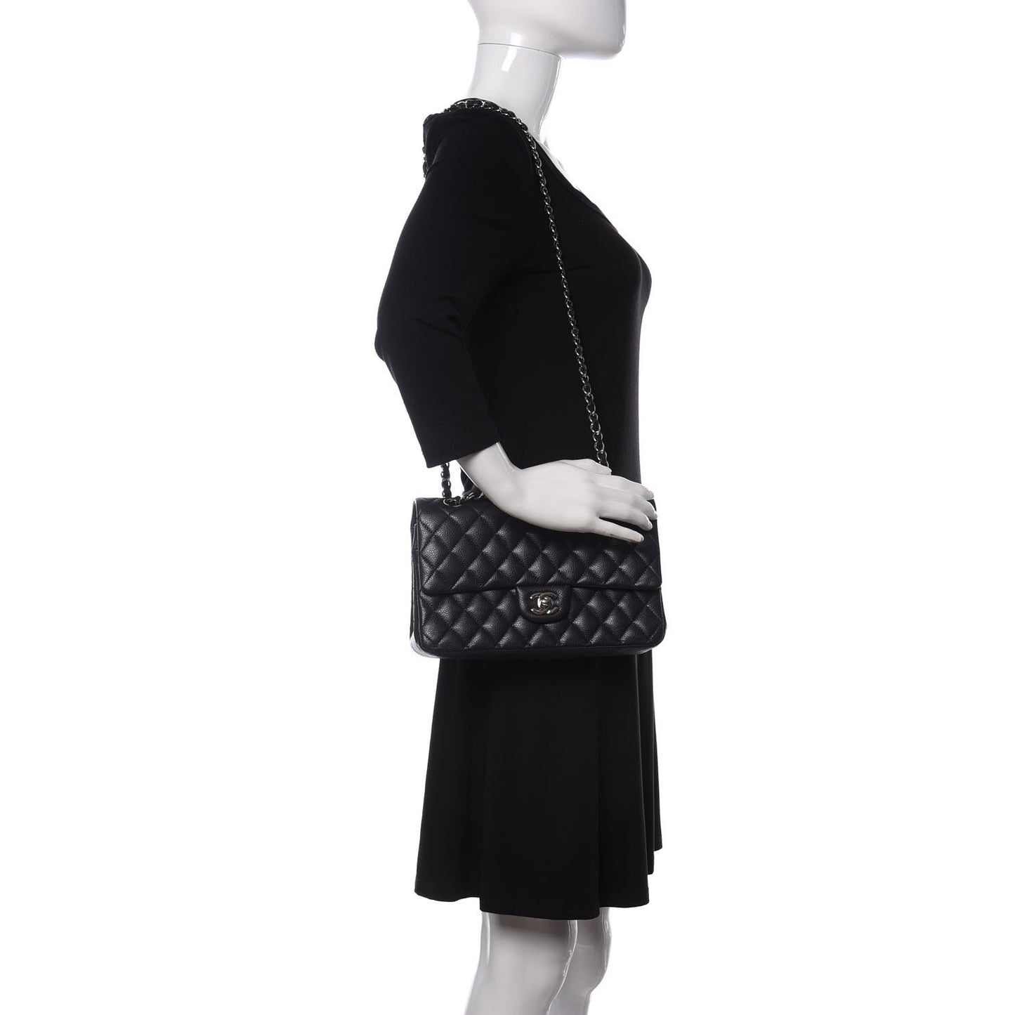 Lambskin Quilted Medium Double Flap Navy