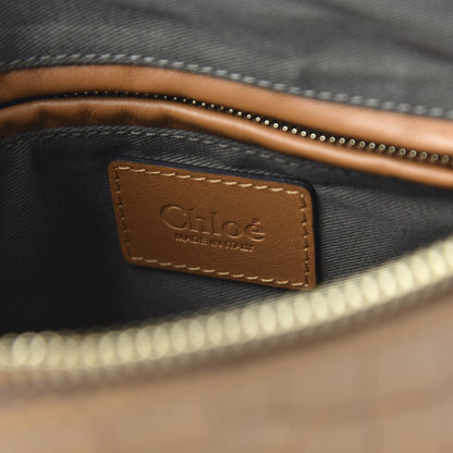 Chloe Calfskin Crocodile Embossed Small Marcie Satchel Autumnal Brown 9 of 10