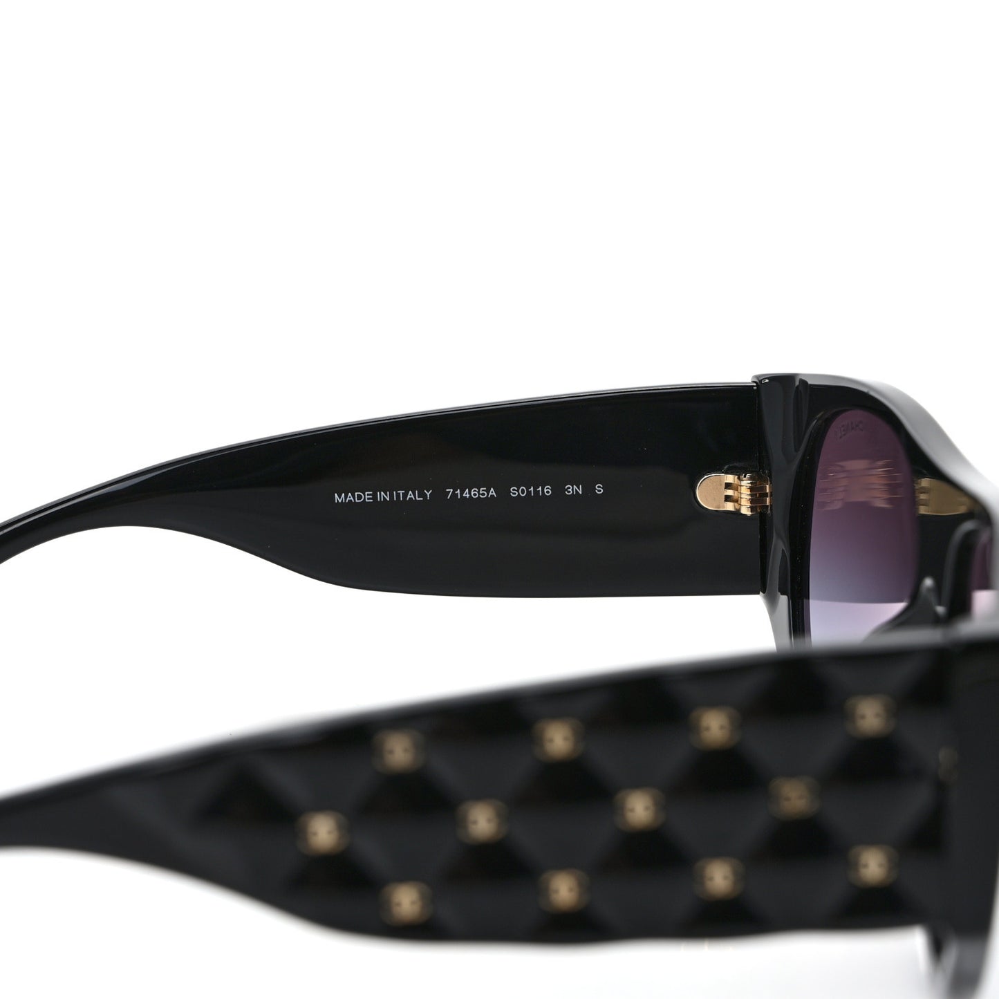 Acetate Quilted CC Pilot Sunglasses 71465A Black