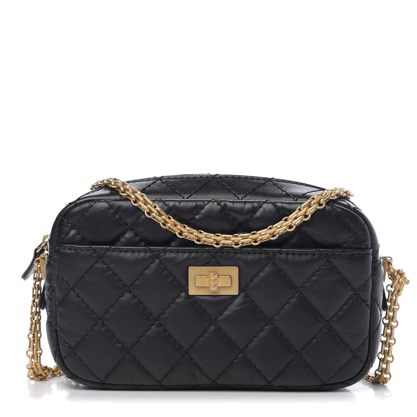 Aged Calfskin Quilted Mini Reissue Camera Case Black