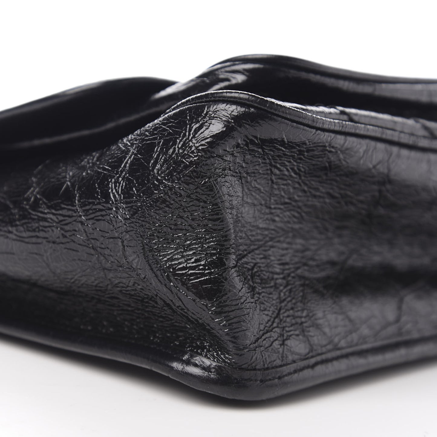 Crinkled Calfskin Matelasse Monogram Medium Niki Chain Satchel Black