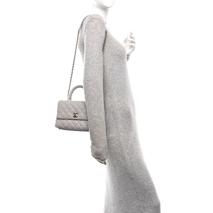 Chanel Caviar Quilted Mini Coco Handle Flap Light Grey 2 of 14