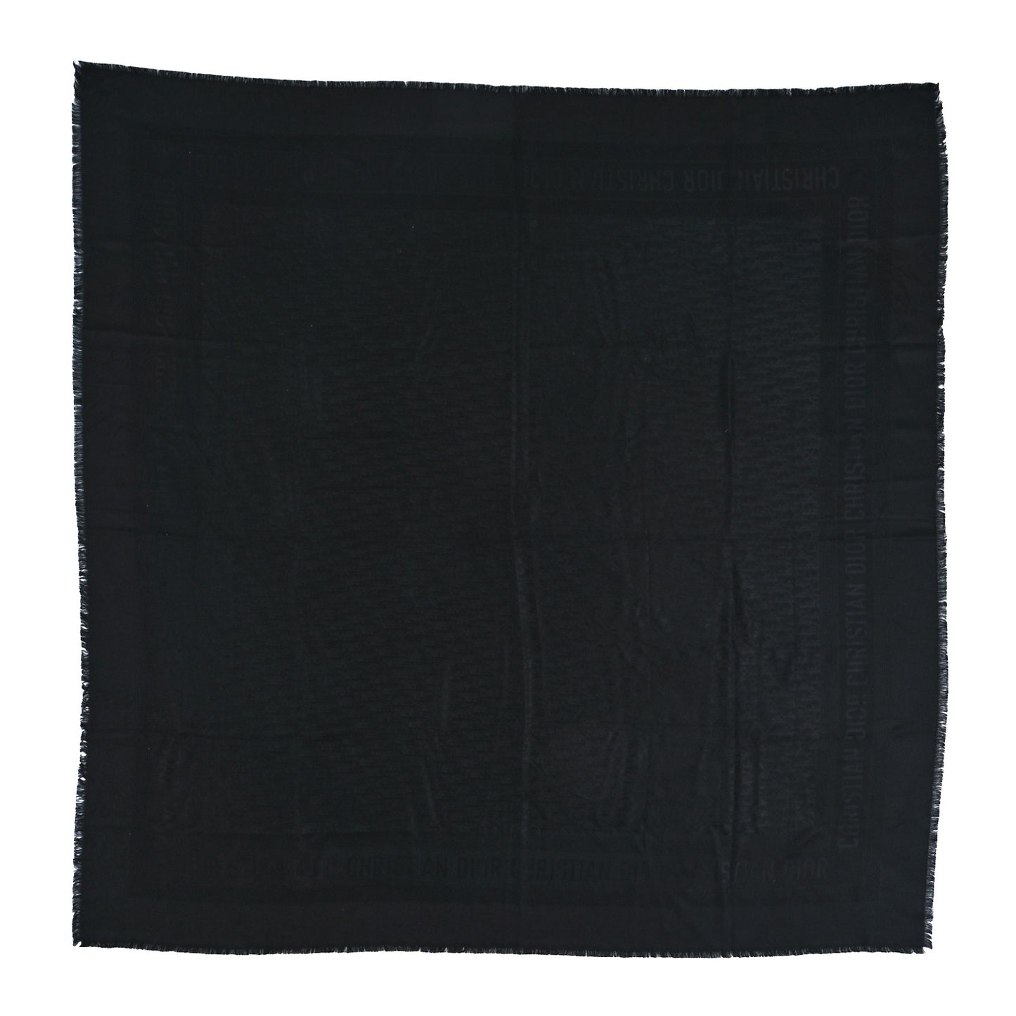 Wool Silk Oblique Shawl Black