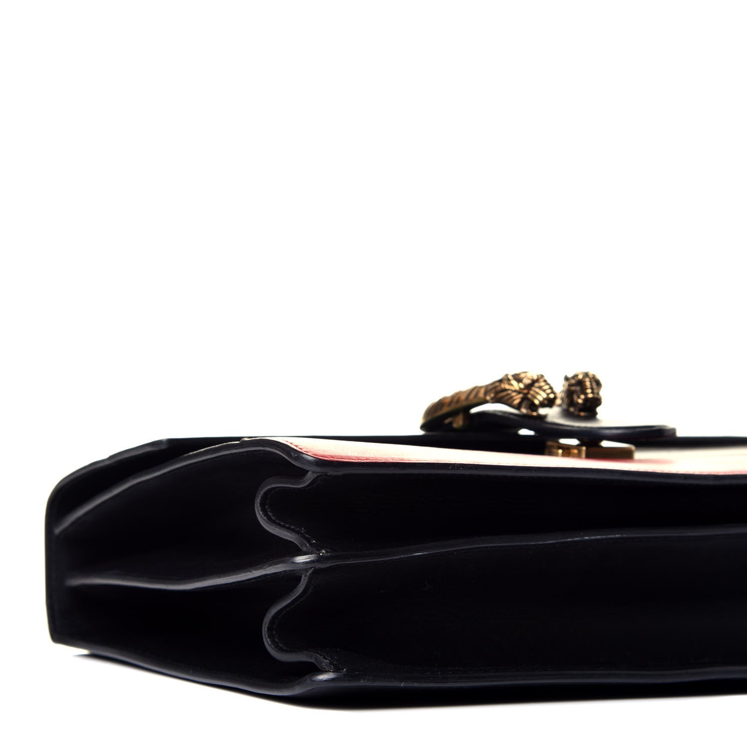 Gucci Calfskin Bamboo Web Large Dionysus Top Handle Bag Black Bright Evergreen Hibiscus Red 9 of 10